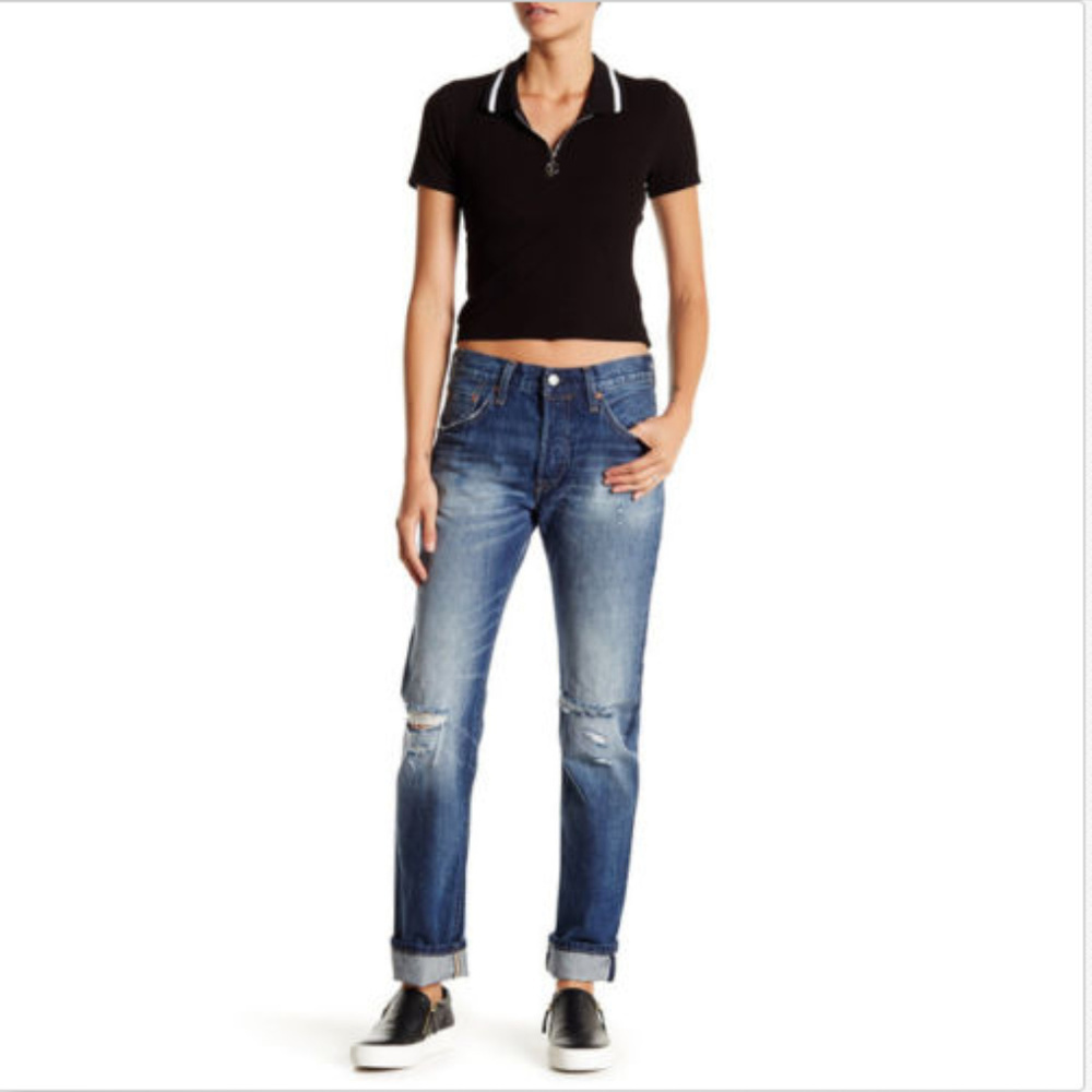 LEVI'S 501 FOR WOMEN STRAIGHT LEG RIDE WEST JEANS - Picture 2 of 11